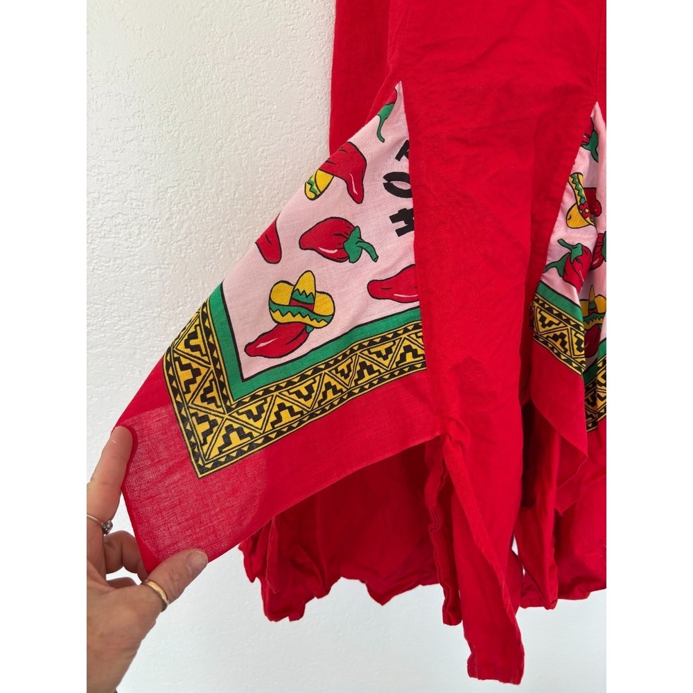 Circle T Skirt 13/14 Red Handkerchief Kitsch Rockabilly Folk Chili Peppers Dance - Picture 4 of 16
